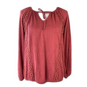 Anthropologie Meadow Rue Waffle Knit Tie Blouse